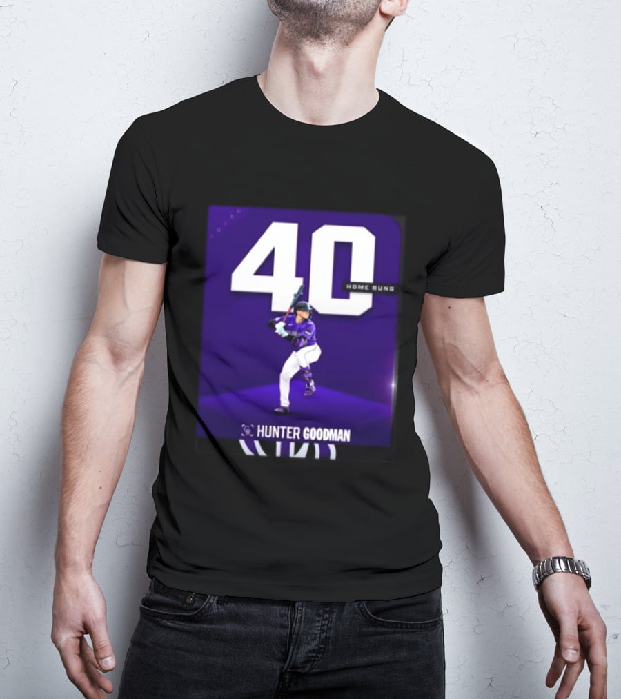 Hunter Goodman 40 Home Runs Colorado Rockies Purple T-Shirt