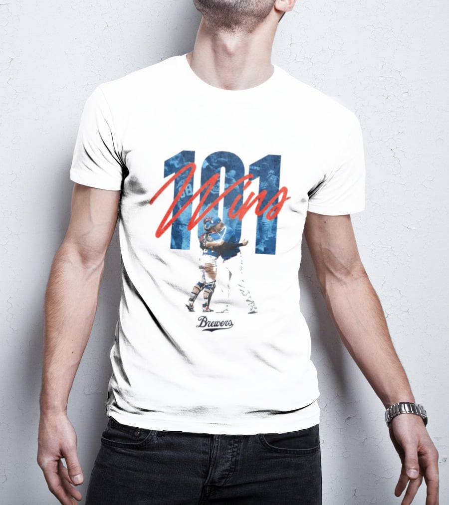 Brewers 101 Wins Robert Gasser William Contreras Celebration T-Shirt