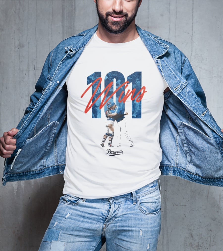 Brewers 101 Wins Robert Gasser William Contreras Celebration T-Shirt