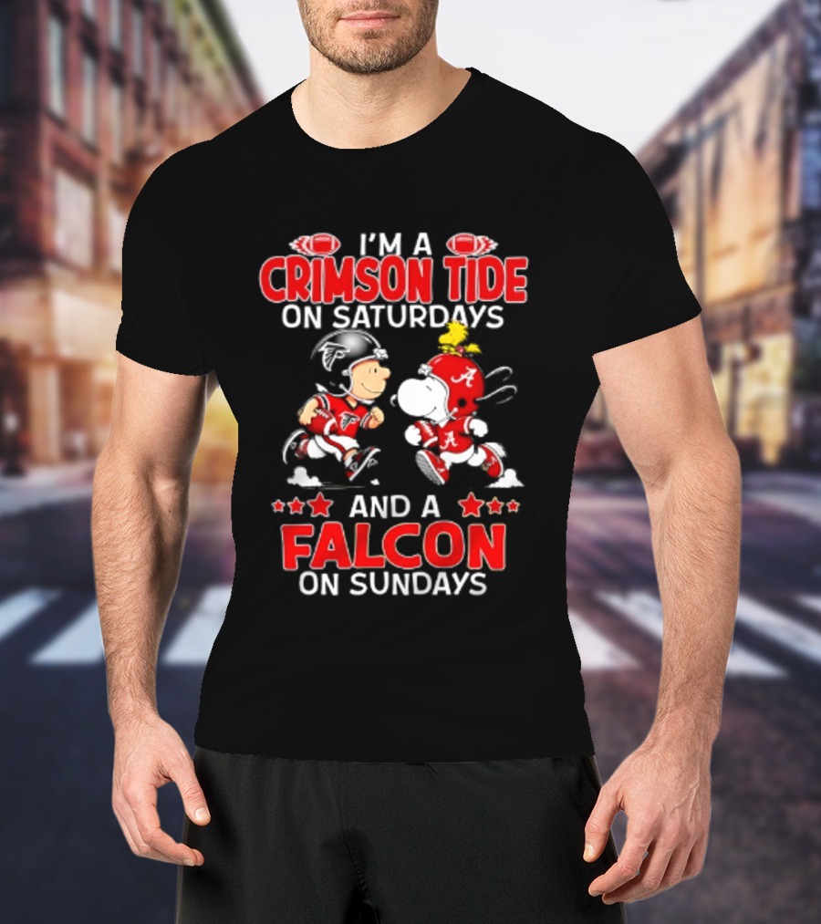 Peanuts I'm A Crimson Tide On Saturdays And A Falcon On Sundays Football Fans T-Shirt