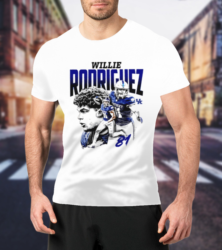 Willie Rodriguez 81 Kentucky Wildcats NCAA Football Player UK T-Shirt