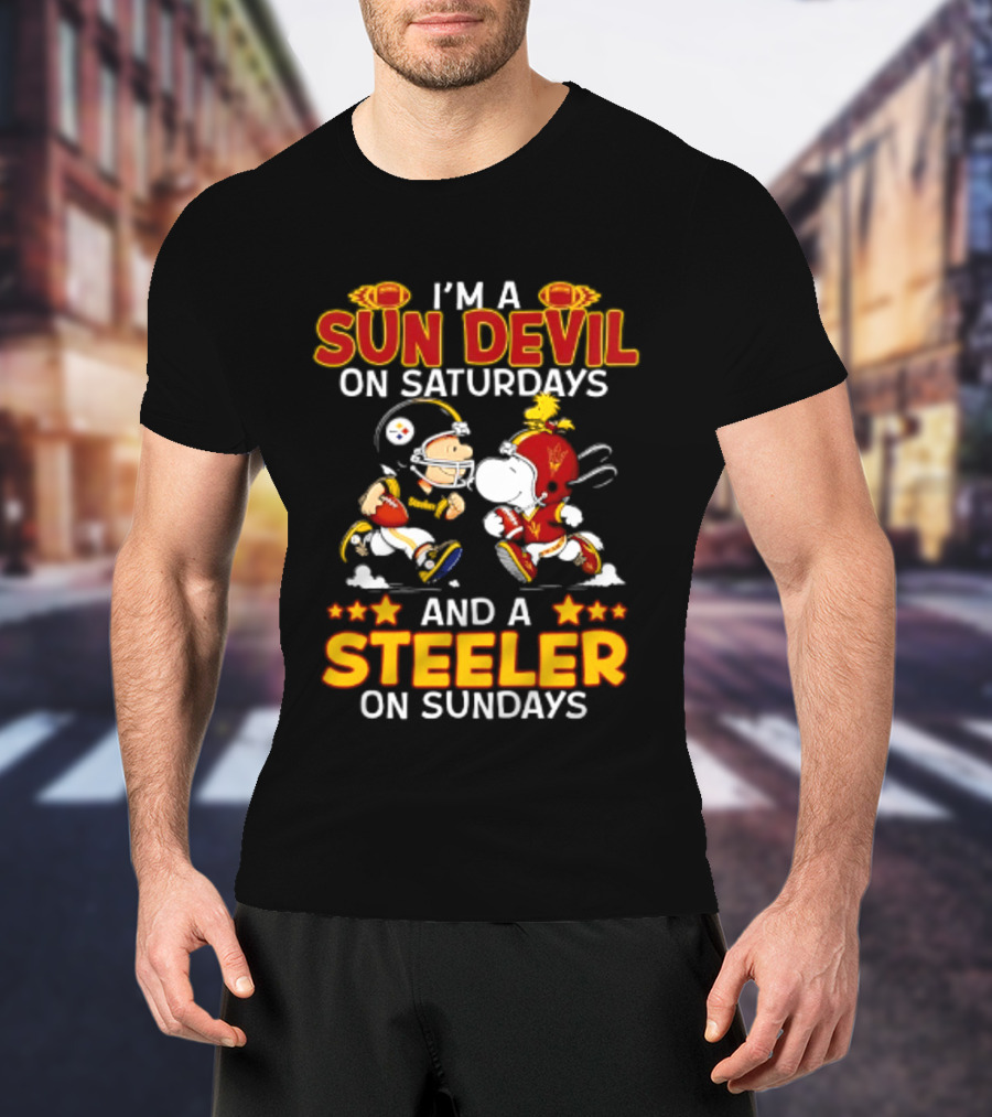 I'm A Sun Devil On Saturdays And A Steeler On Sundays Peanuts Football T-Shirt