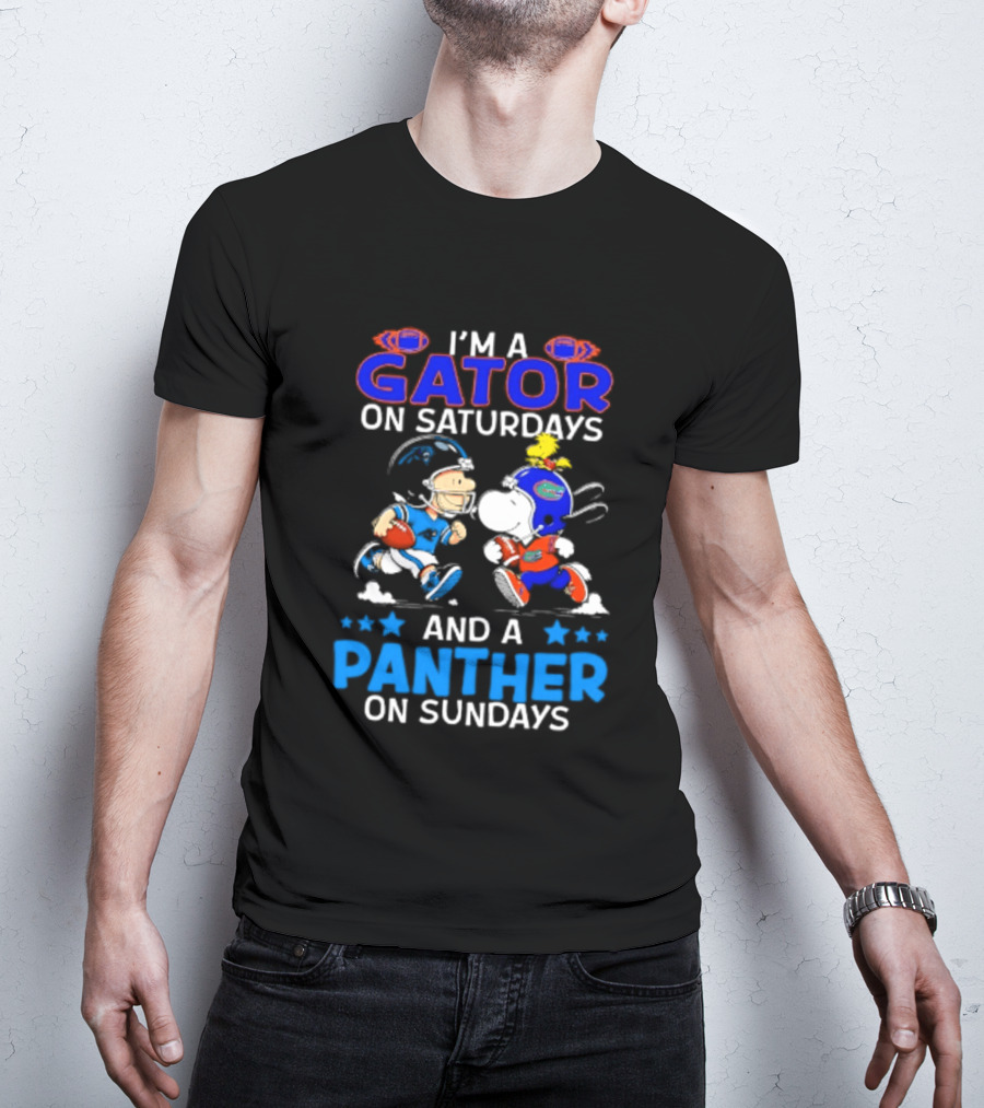 Peanuts I'm A Gator On Saturdays And A Panther On Sundays Football T-Shirt