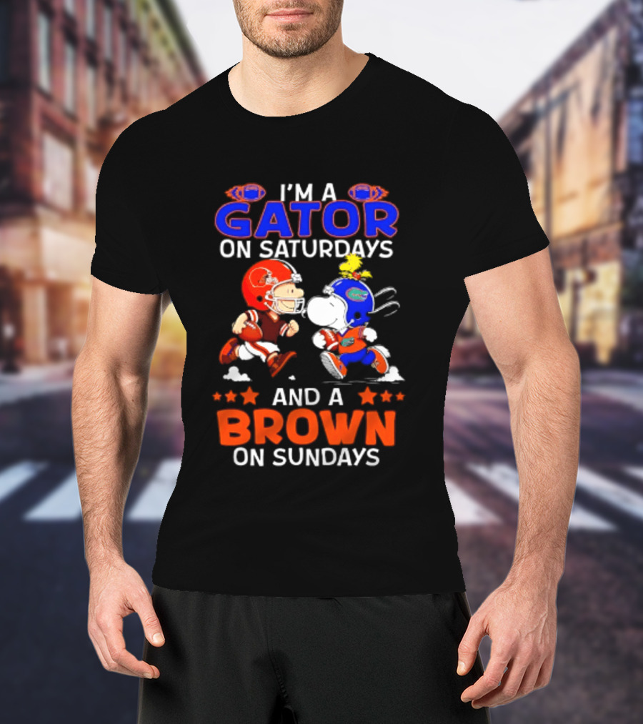 Gator On Saturdays Brown On Sundays Peanuts Football Fan T-Shirt