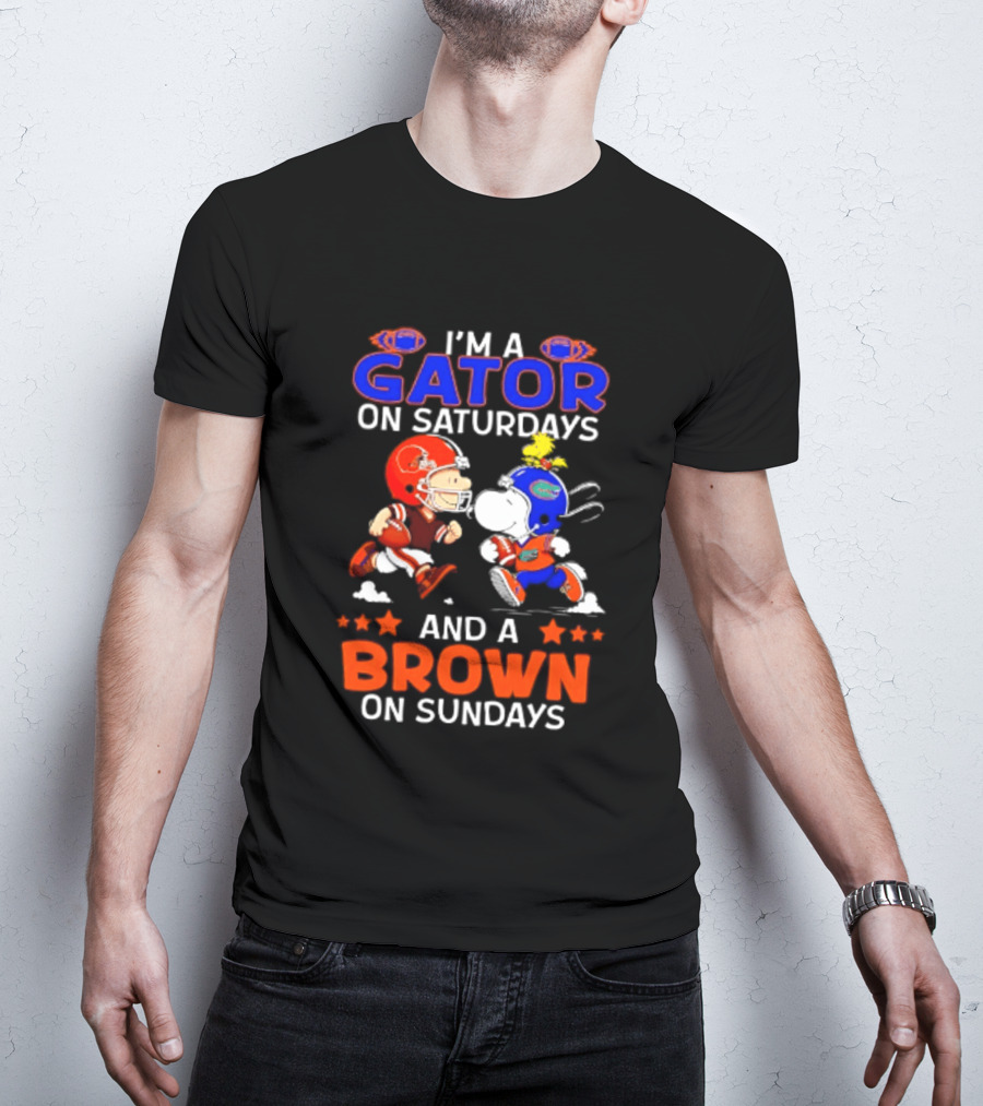 Gator On Saturdays Brown On Sundays Peanuts Football Fan T-Shirt