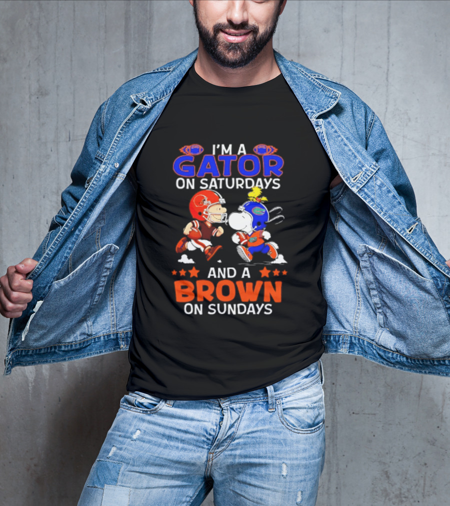 Gator On Saturdays Brown On Sundays Peanuts Football Fan T-Shirt