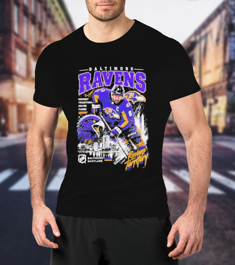 Baltimore Ravens Territory Tradition Never Fades Skyline Maryland Hockey T-Shirt