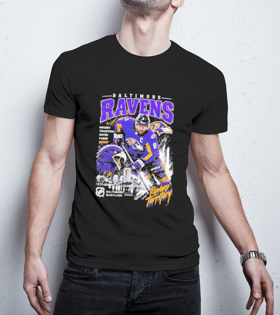 Baltimore Ravens Territory Tradition Never Fades Skyline Maryland Hockey T-Shirt