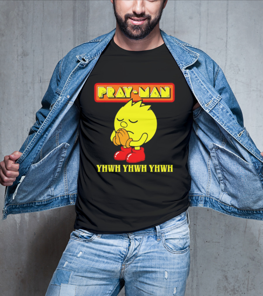 Pray Man YHWH Spiritual Pac Man Symbolism T-Shirt