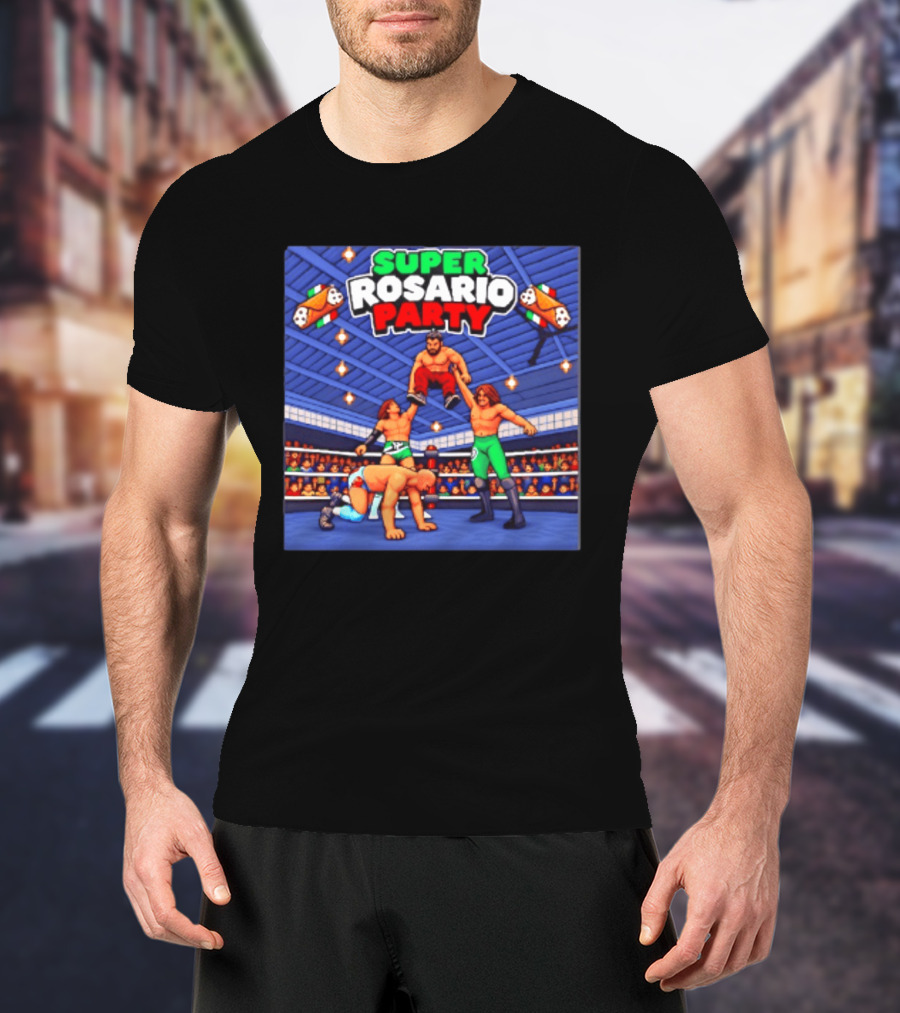 Super Rosario Party Wrestling Arena Pizzeria T-Shirt