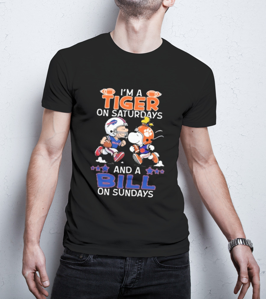 Charlie Brown Snoopy Tiger Saturdays Bill Sundays T-Shirt
