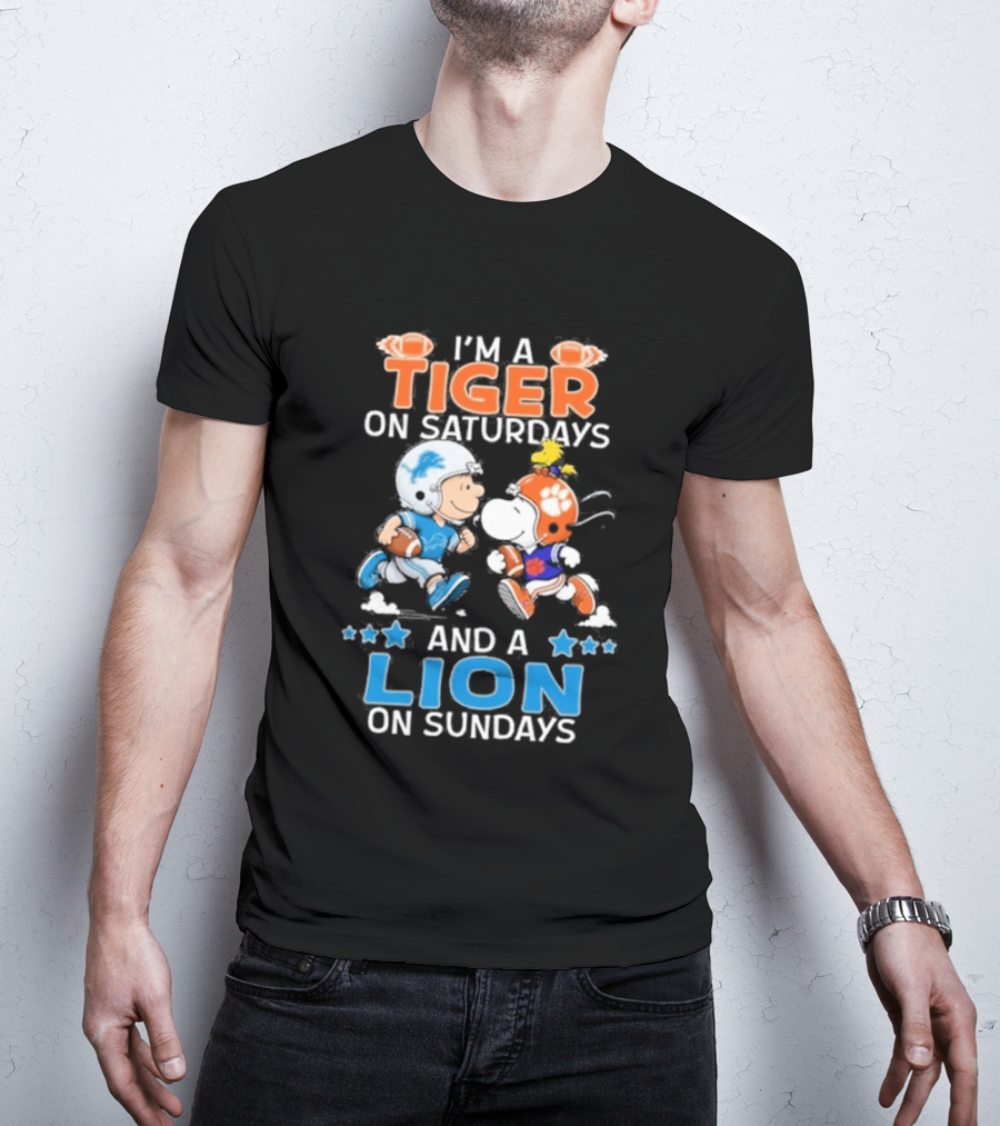 I'm A Tiger On Saturdays And A Lion On Sundays Featuring Snoopy And Charlie Brown Football T-Shirt