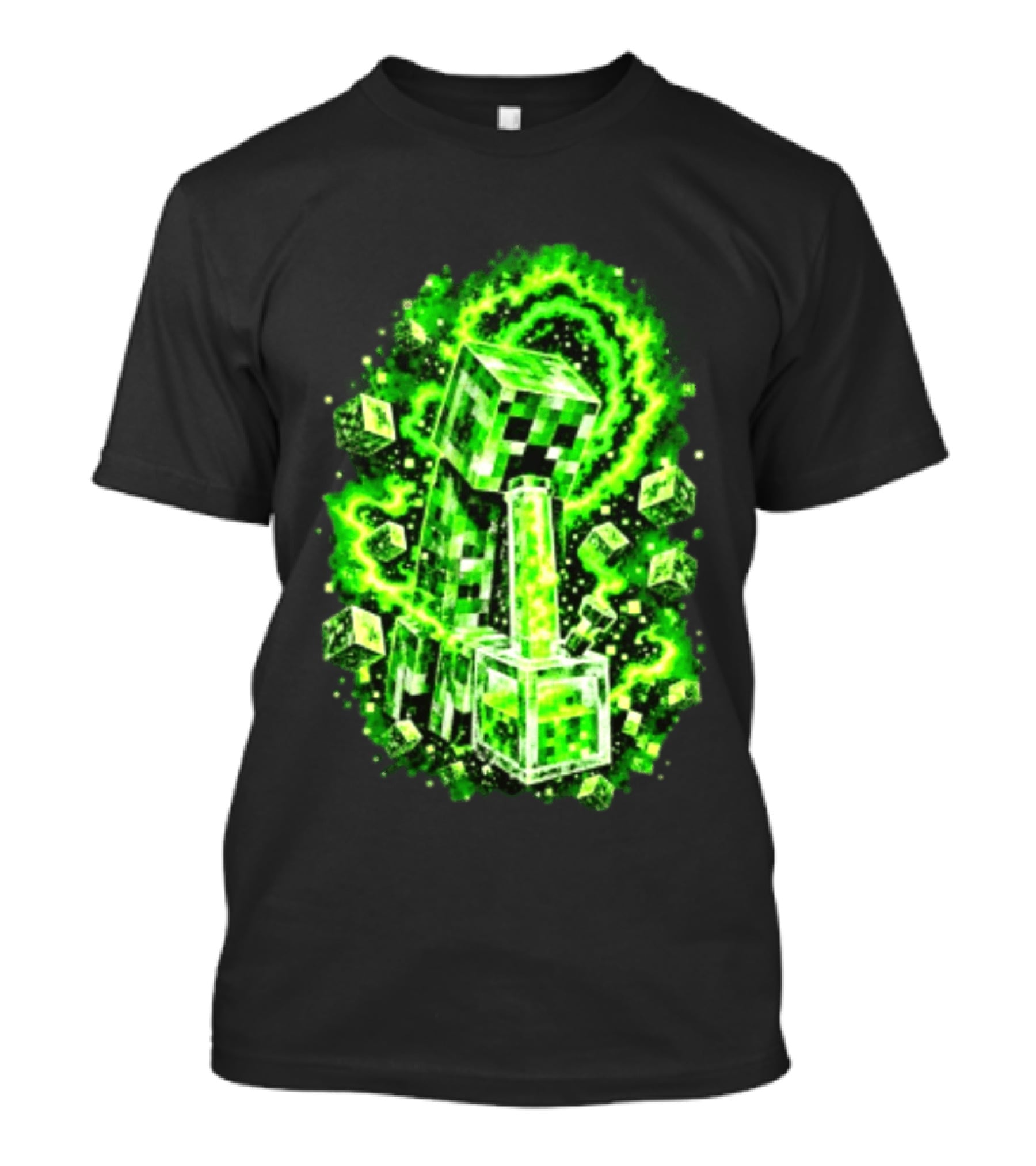 Minecraft Creeper Green Bong Pixel Explosion T-Shirt