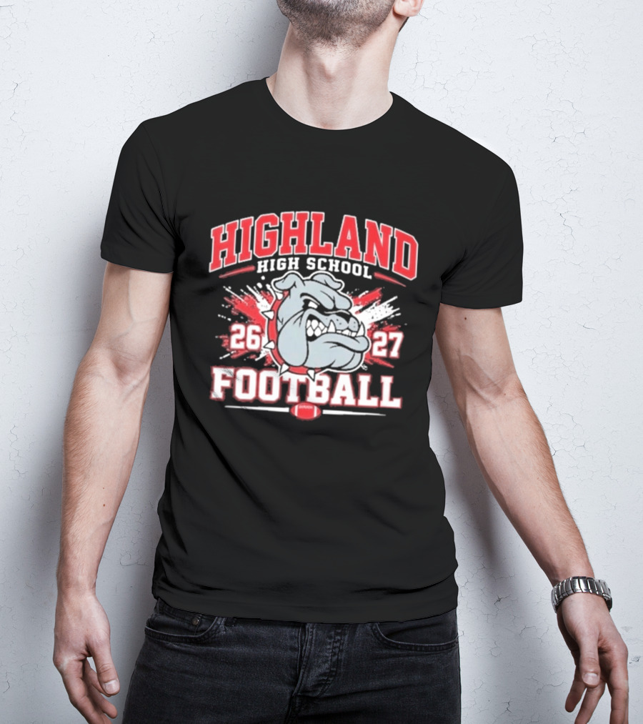 Bulldog Highland High School Football 26 27 T-Shirt
