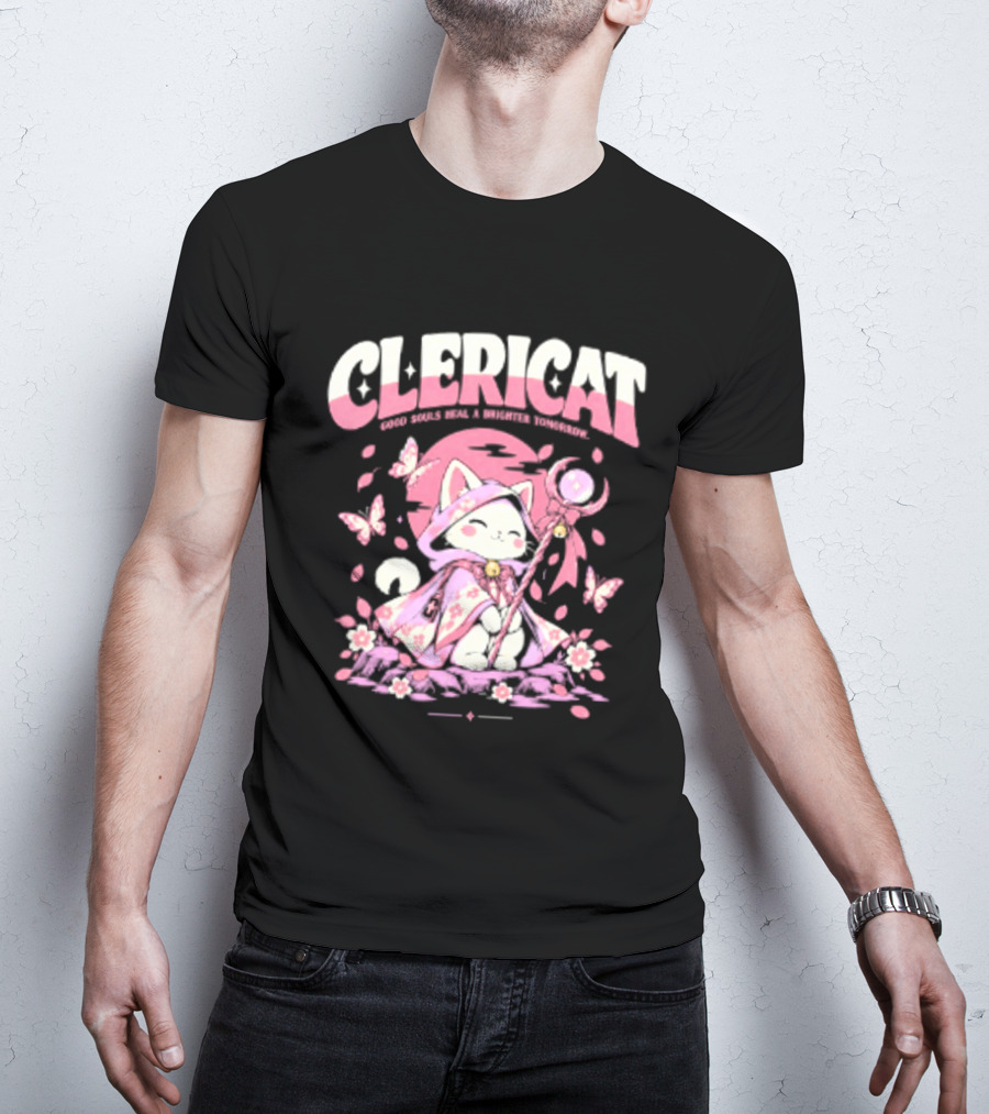 Clericat Good Souls Heal A Brighter Tomorrow Butterfly Blossoms T-Shirt