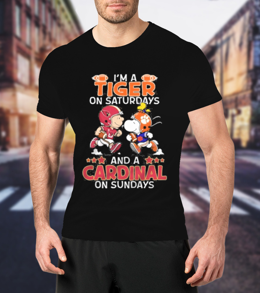 I'm A Tiger On Saturdays And A Cardinal On Sundays Charlie Brown Snoopy T-Shirt