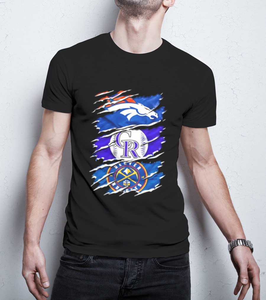 Denver Broncos Colorado Rockies Denver Nuggets Mashup Sports Fan T-Shirt