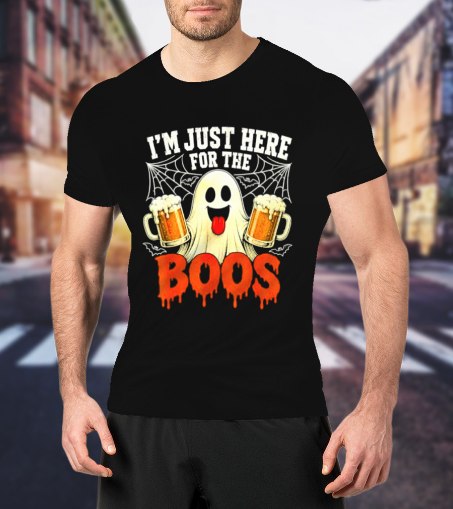 I'm Just Here For The Boos Ghost With Beer S Halloween T-Shirt