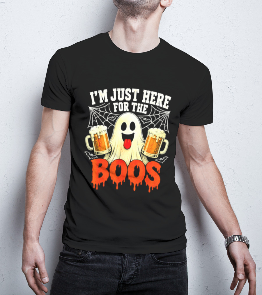 I'm Just Here For The Boos Ghost With Beer S Halloween T-Shirt