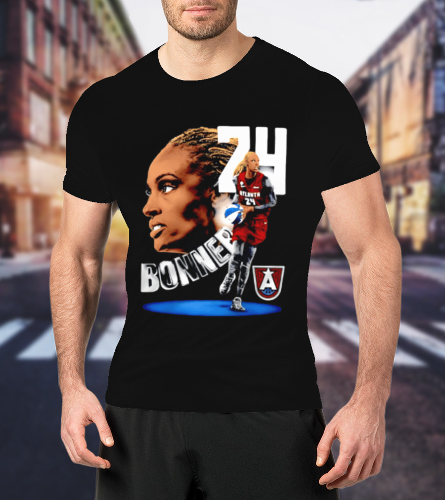 Dewanna Bonner 24 Atlanta Dream WNBA Basketball Player Portrait And Action T-Shirt