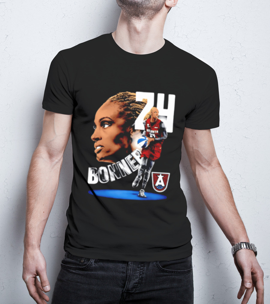Dewanna Bonner 24 Atlanta Dream WNBA Basketball Player Portrait And Action T-Shirt