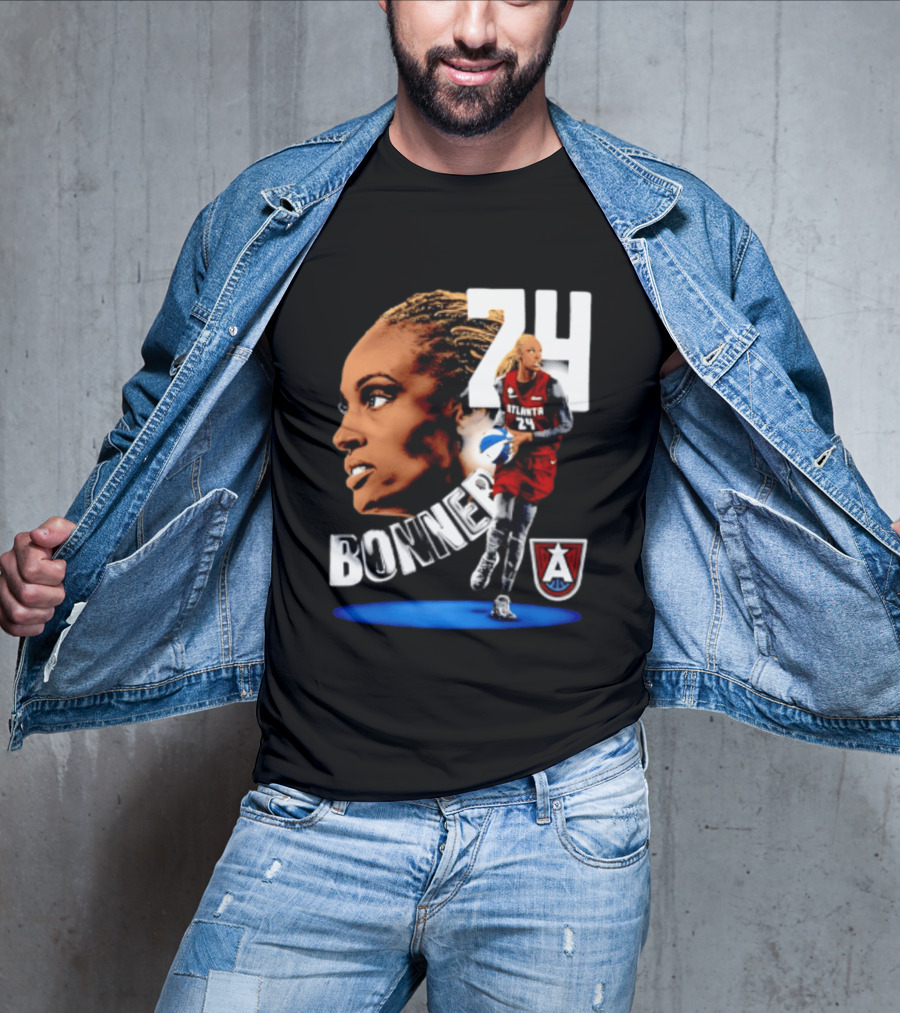 Dewanna Bonner 24 Atlanta Dream WNBA Basketball Player Portrait And Action T-Shirt