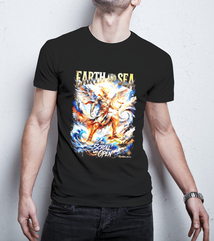 Earth And Sea Angelic Revelation The Scroll Was Open Revelation 10 1 2 T-Shirt
