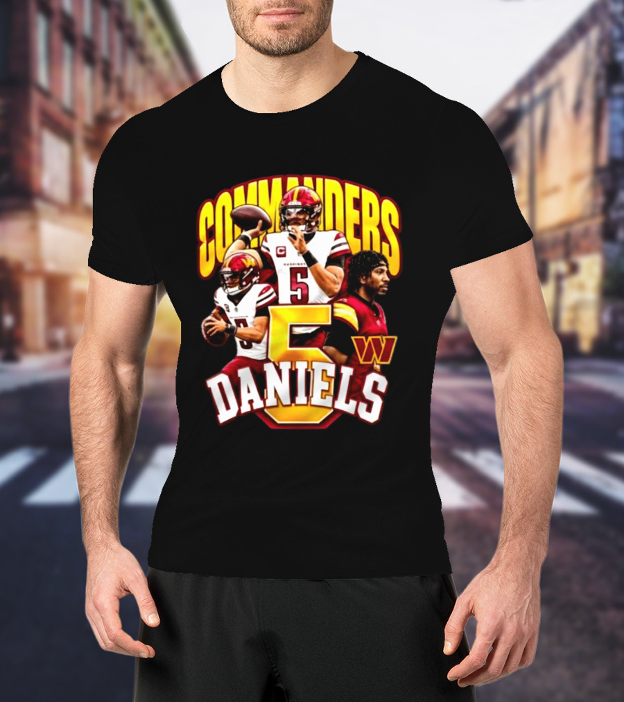 Commander Football Number 5 Jayden Daniels W T-Shirt