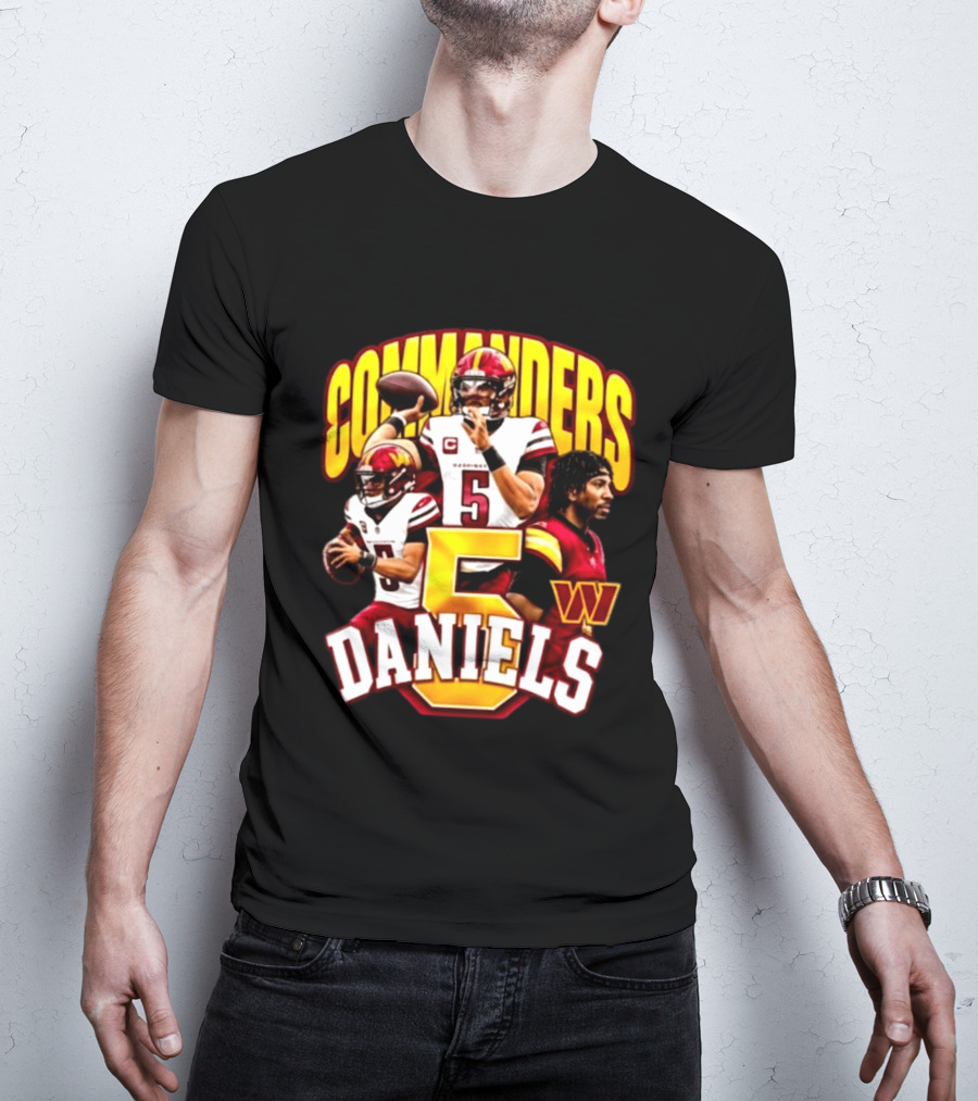 Commander Football Number 5 Jayden Daniels W T-Shirt