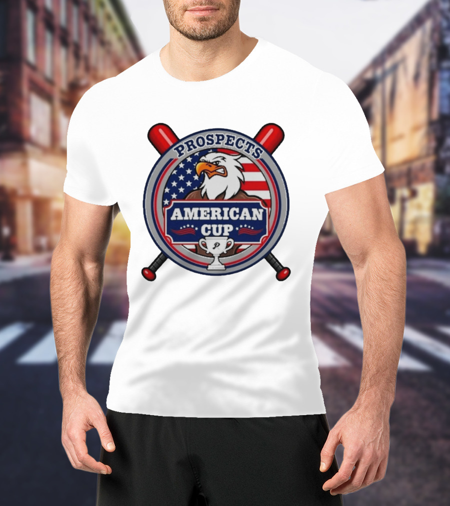Prospects American Cup Eagle Emblem With USA Flag And Trophy T-Shirt