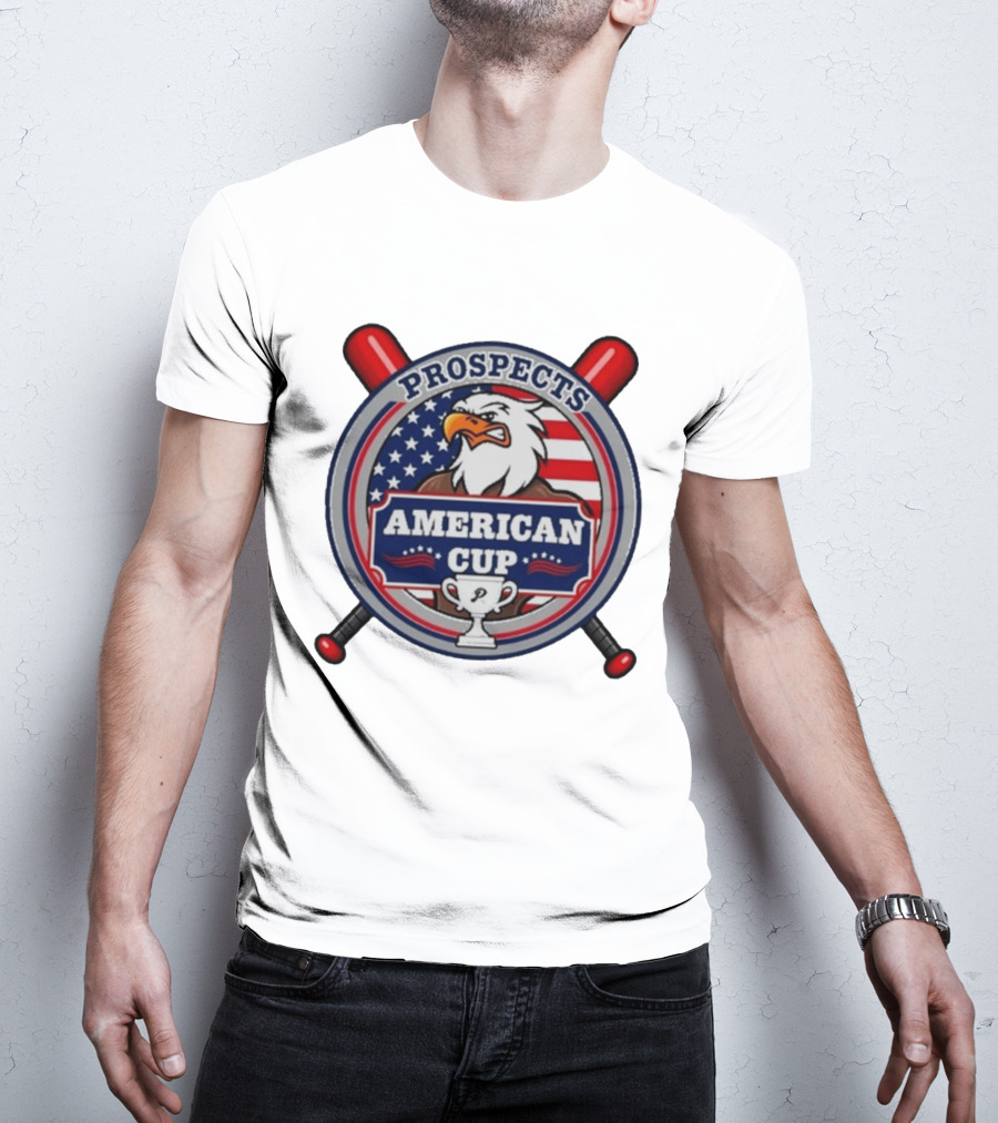 Prospects American Cup Eagle Emblem With USA Flag And Trophy T-Shirt