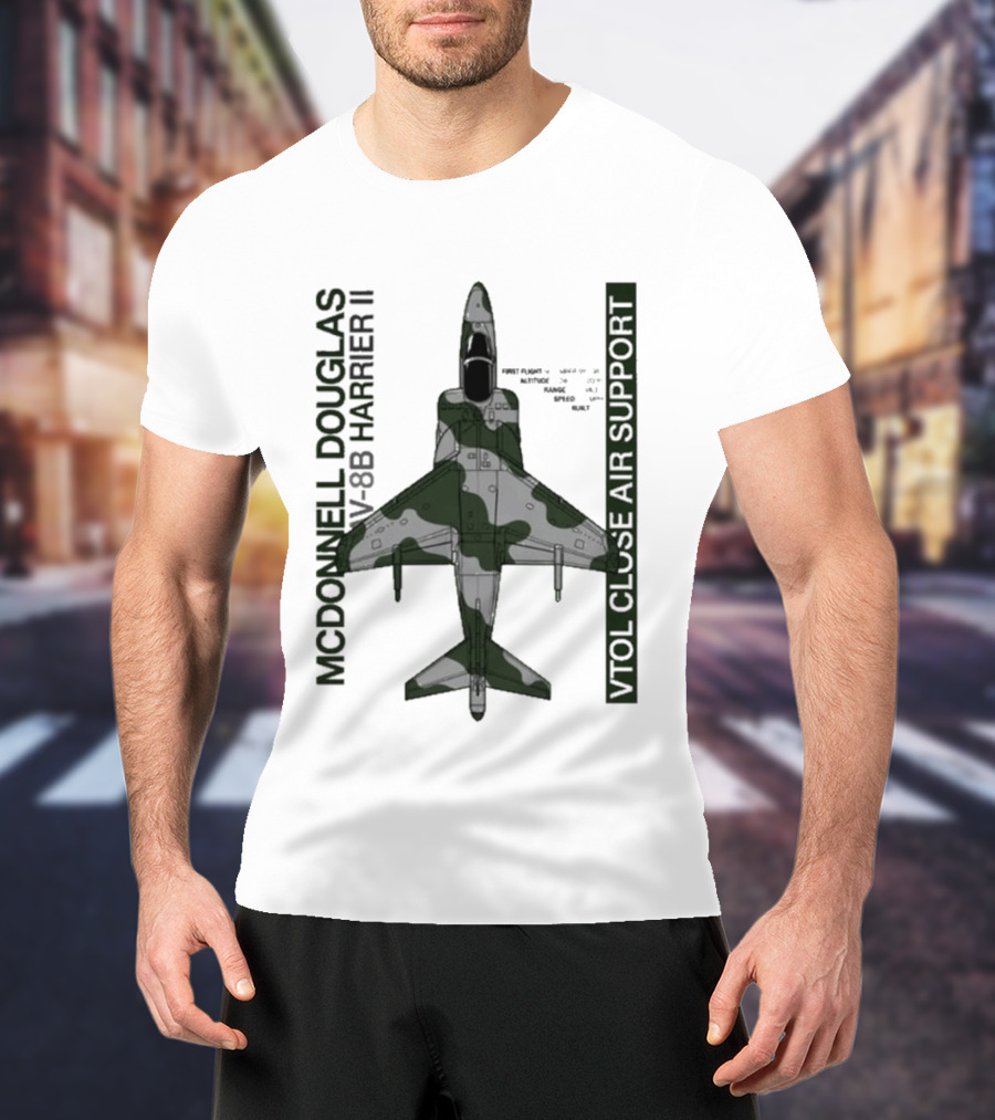 McDonnell Douglas AV 8B Harrier II VTOL Close Air Support T-Shirt