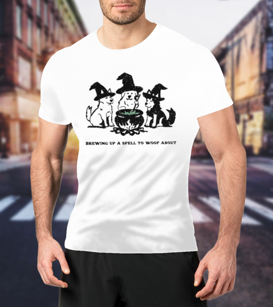 Brewing Up A Spell To Woof About Dog Witch Cauldron Trio T-Shirt