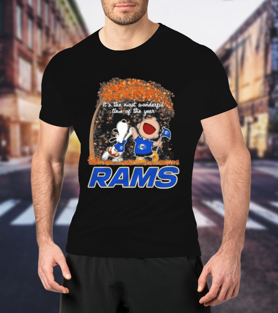 Los Angeles Rams Snoopy Charlie Brown It's The Most Wonderful Time Of The Year 2026 T-Shirt