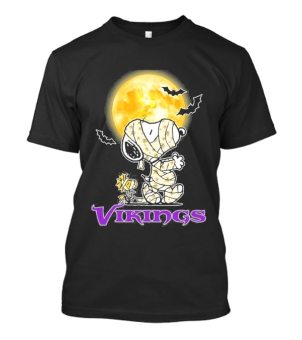Minnesota Vikings Snoopy Halloween Moon 2026 Holiday T-Shirt