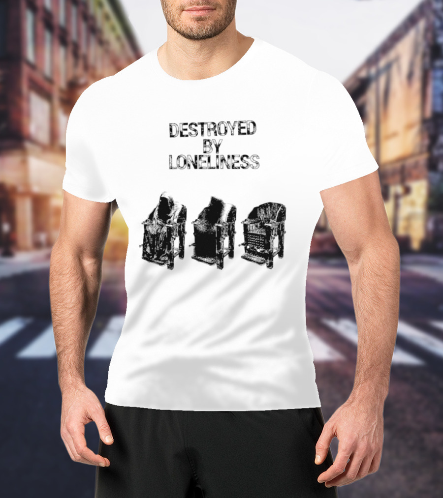 Destroyed By Loneliness Dark Gothic With Falling Office Chairs T-Shirt