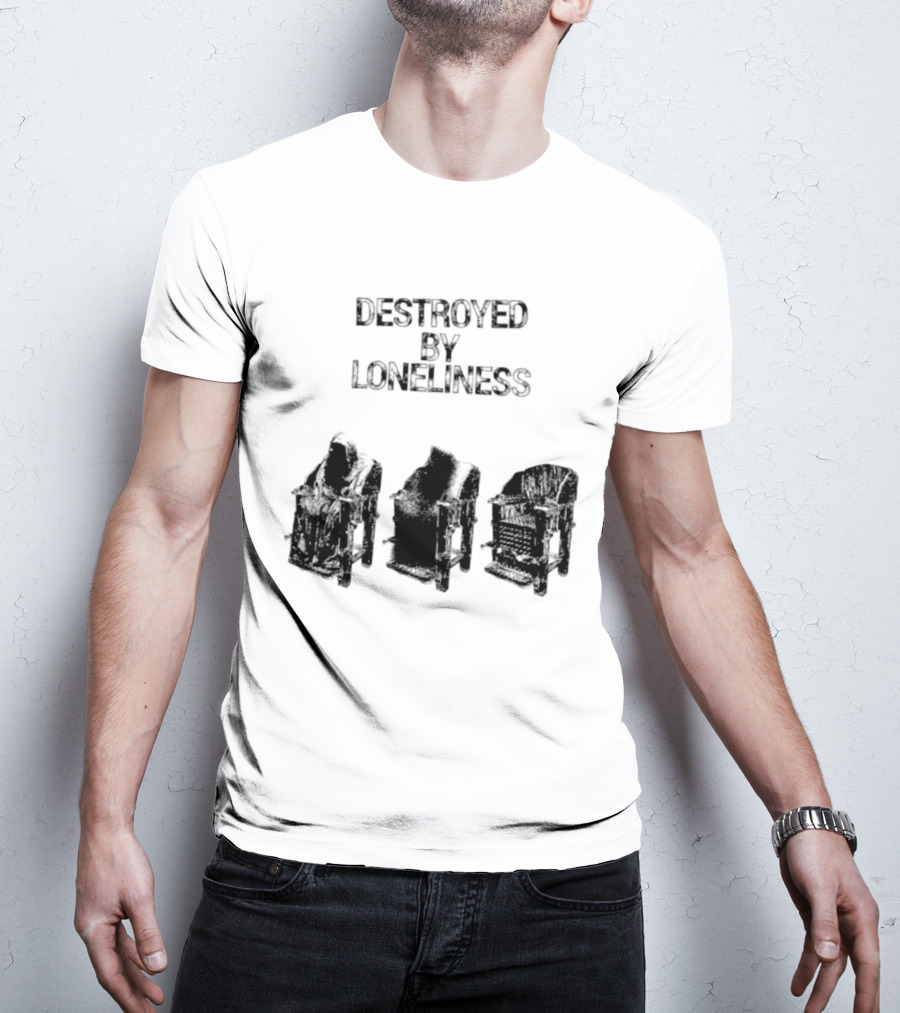 Destroyed By Loneliness Dark Gothic With Falling Office Chairs T-Shirt