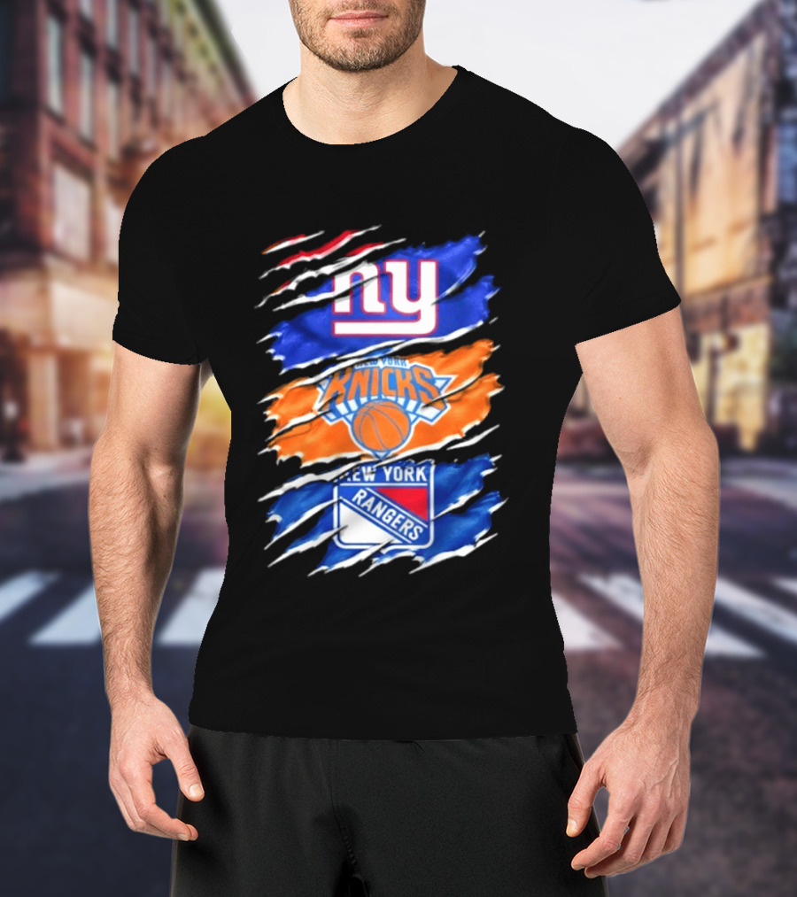 New York Giants Knicks Rangers Mashup Sports Fan Favorite T-Shirt