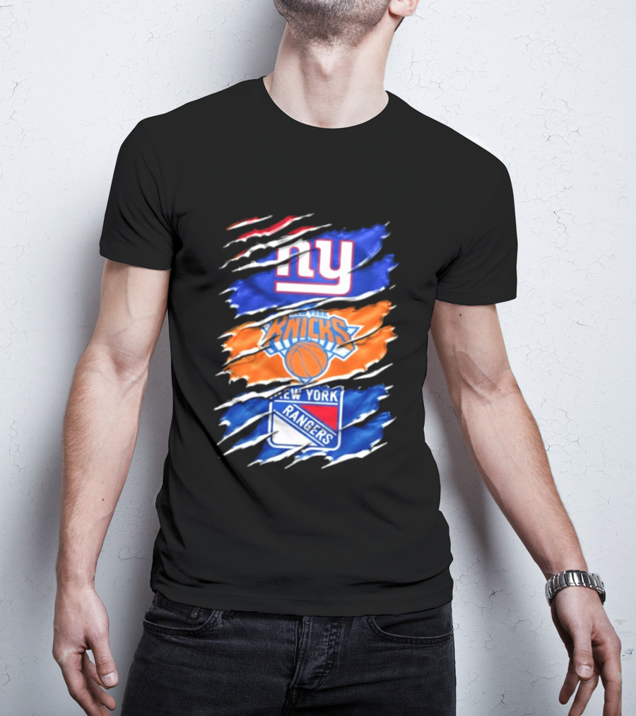 New York Giants Knicks Rangers Mashup Sports Fan Favorite T-Shirt
