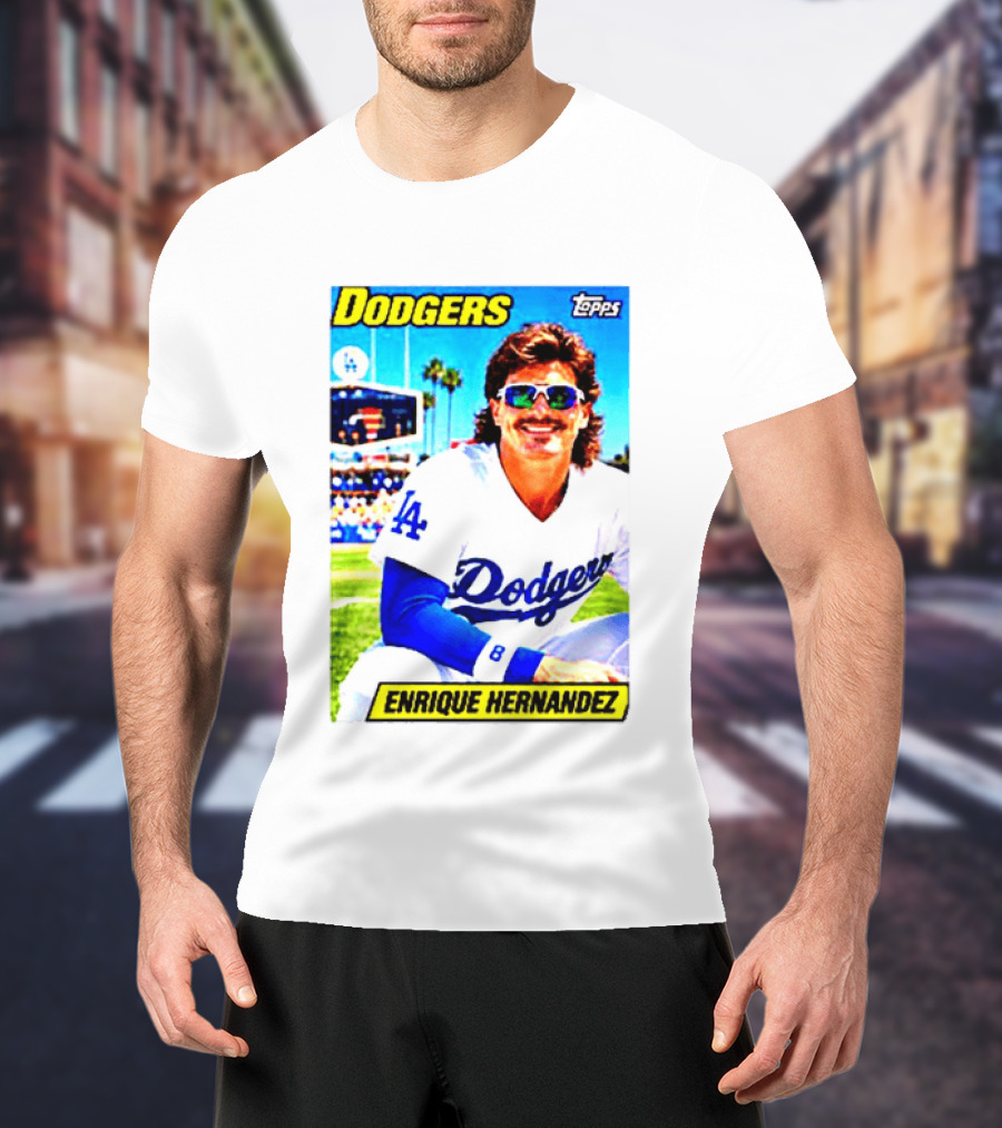 Dodgers Enrique Hernandez Topps Trading Card T-Shirt
