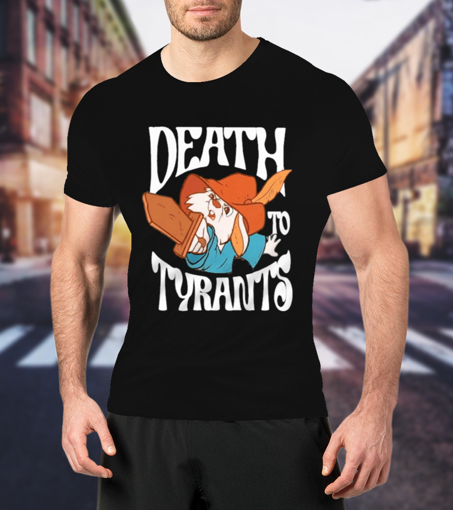 Skippy Rabbit Death To Tyrants Fearless Revolution Cartoon Rabbit T-Shirt