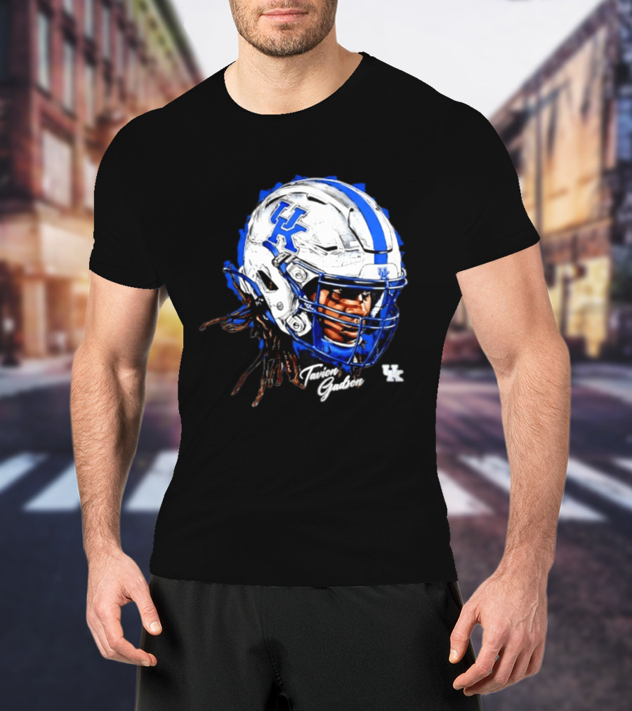 Tavion Gadson Kentucky Wildcats NCAA Football Helmet Head Swag T-Shirt