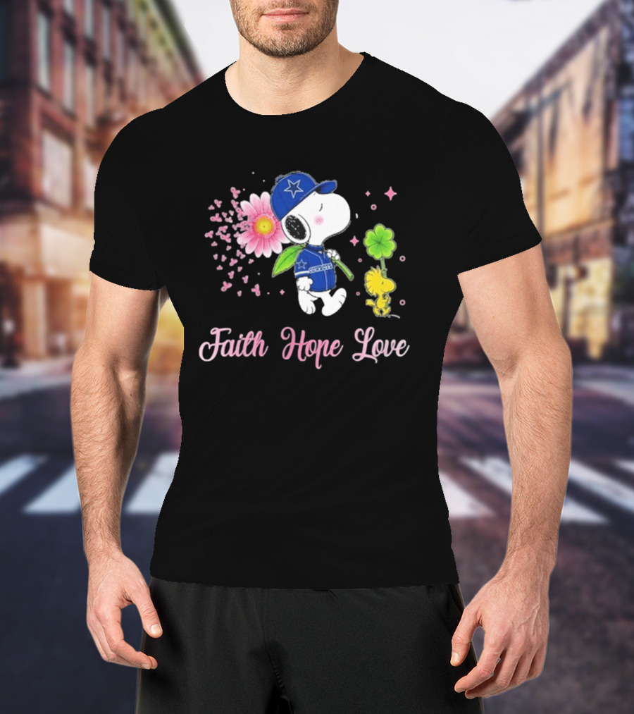 Dallas Cowboys Snoopy 2026 Breast Cancer Awareness Faith Hope Love T-Shirt