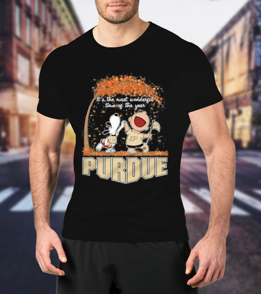 Purdue Boilermakers Snoopy Charlie Brown 2026 Most Wonderful Time Of The Year T-Shirt