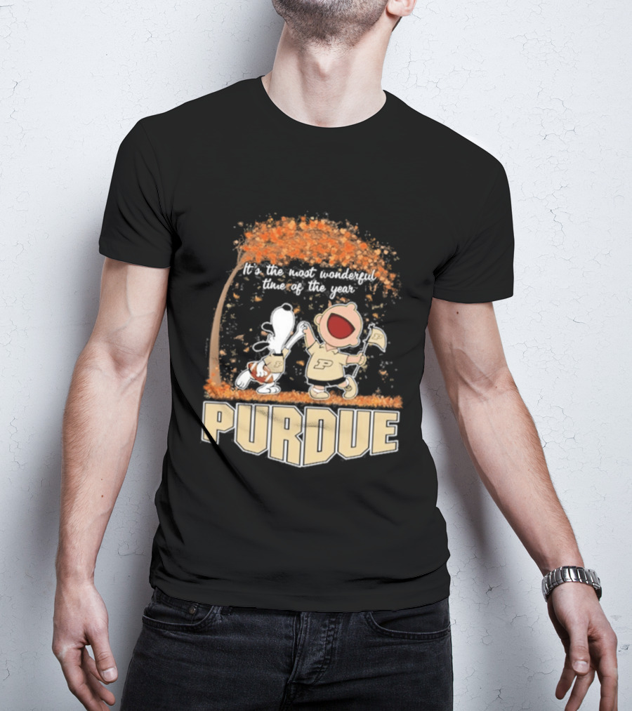 Purdue Boilermakers Snoopy Charlie Brown 2026 Most Wonderful Time Of The Year T-Shirt