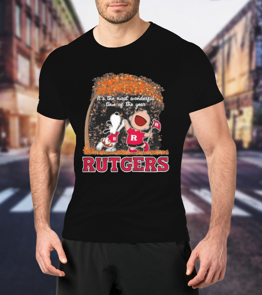 Rutgers Scarlet Knights Snoopy Charlie Brown It's The Most Wonderful Time Of The Year 2026 T-Shirt