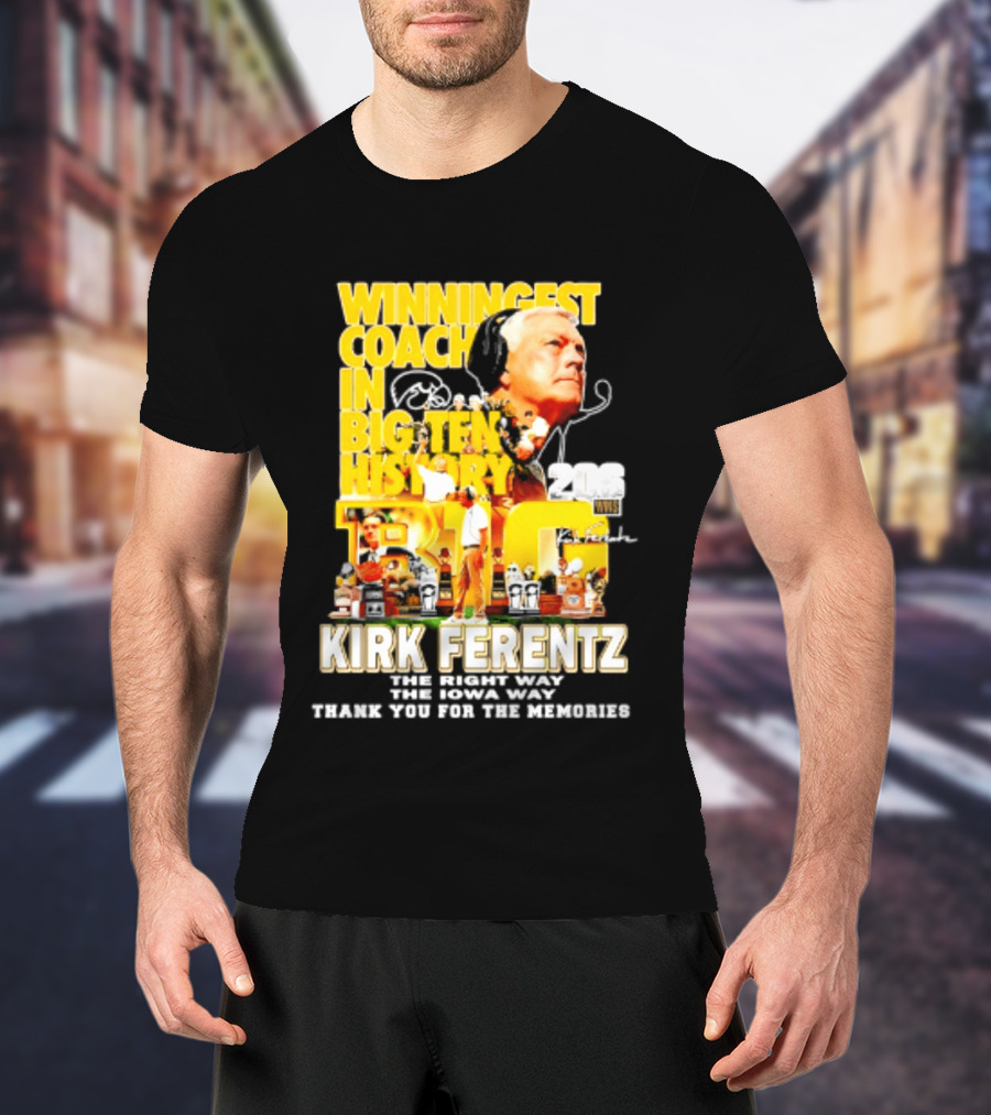 Kirk Ferentz Winningest Coach Big Ten History Iowa Hawkeyes Memories T-Shirt
