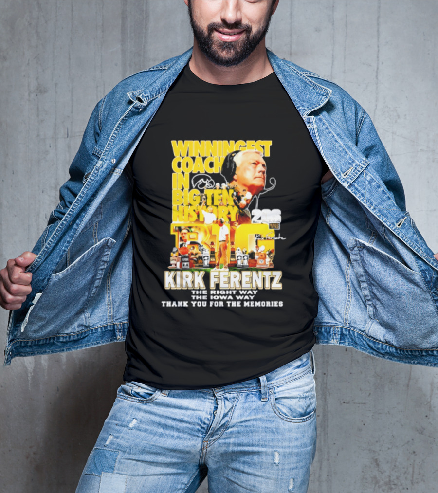 Kirk Ferentz Winningest Coach Big Ten History Iowa Hawkeyes Memories T-Shirt
