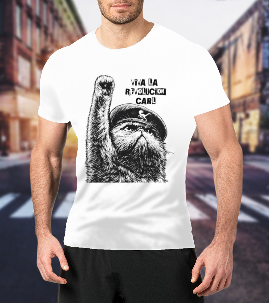 Viva La Revolución Carl Revolutionary Cat Uplifted Paw T-Shirt