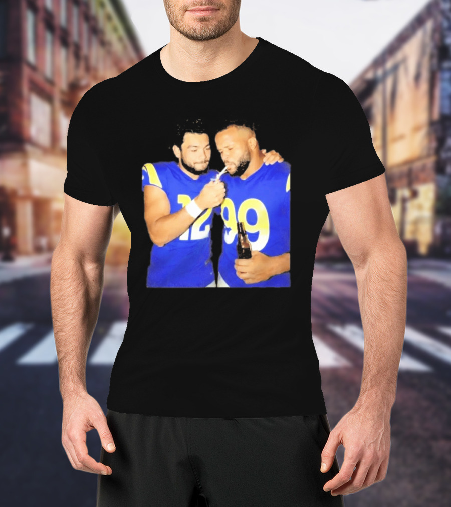 Los Angeles Rams Puka Nacua Aaron Donald Smoking Drinking NFL Football Team Players T-Shirt
